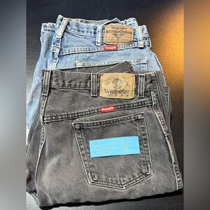 Wrangler Men's Black and Light Blue Jeans